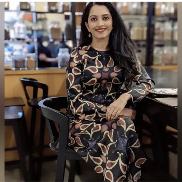 ZARA BLOGGER FAVORITE PRINTED MIDI DRESS MULTICOLORED - Picture 5 of 13